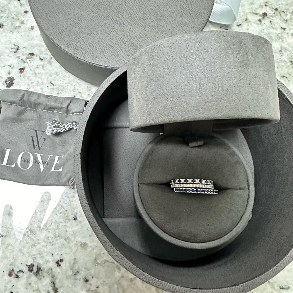 Zales/Vera Wang Love Sapphire & Diamond Stackable Wedding Bands (3) sz 7.5